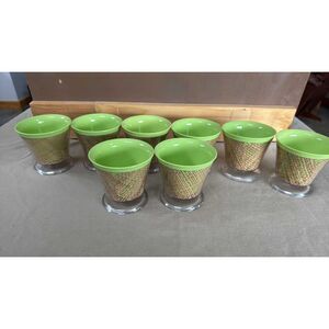 Lot 0f 6 Vintage Raffiaware Burlap Dessert Cups 1950's